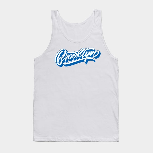 Brooklyn hand made original lettering in blue Tank Top by Already Original